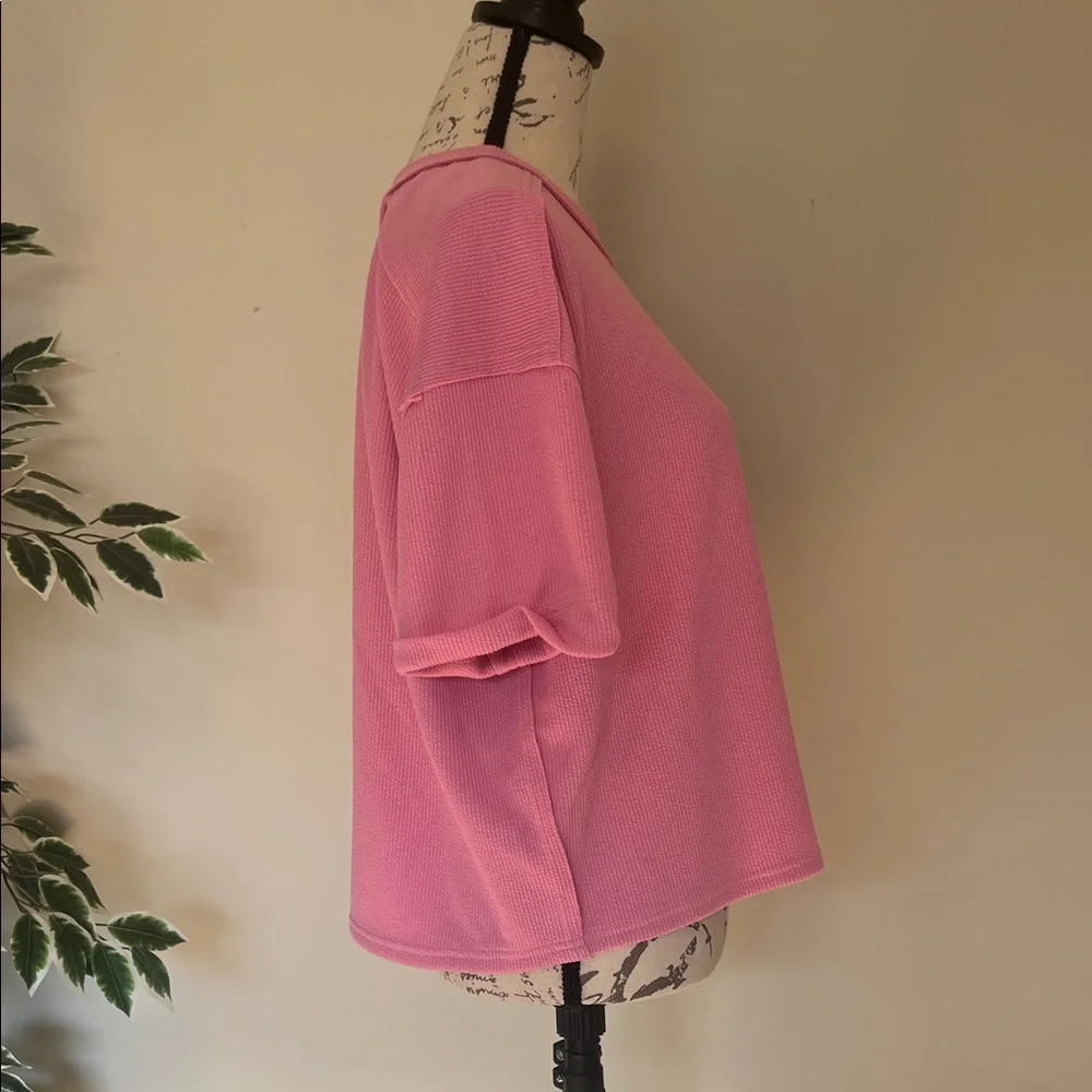 NWT Blu Pepper Vibrant Pink Short Sleeve Top Size Small - Picture 5 of 7